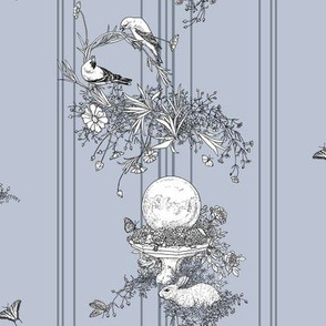 My Garden Toile Stripe Small Grey ©2011 by Jane Walker