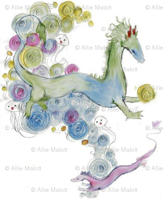 Pearls and swirls Dragon mirror repeat