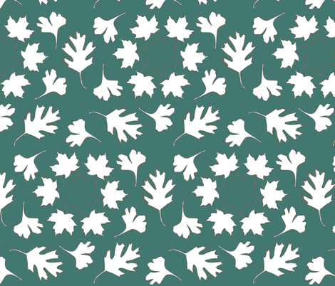 Hexagonal Pattern Leaves_ minagreen-white fabric by mina on Spoonflower - custom fabric