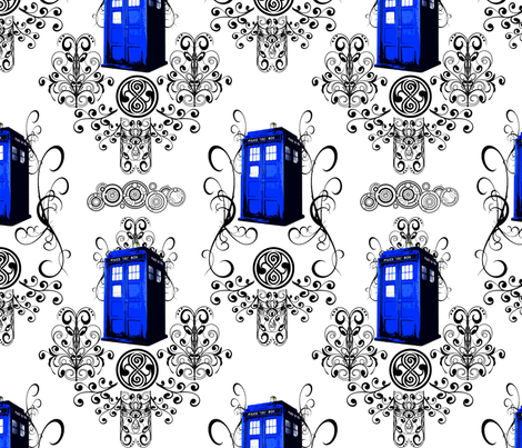 TARDIS Travels Damask