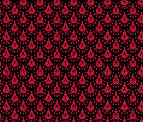 Black Skull and Crossbones Lace on Red