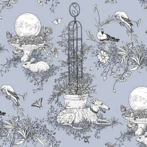 My Garden Toile Main Large Grey ©2011 by Jane Walker