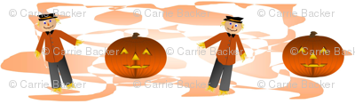 Scarecrows and pumpkins