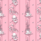 My Garden Toile Stripe Small Rose Pink ©2011 by Jane Walker