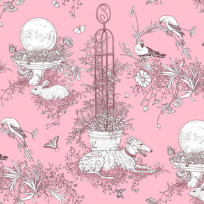 My Garden Toile Main Large Rose Pink  ©2011 by Jane Walker