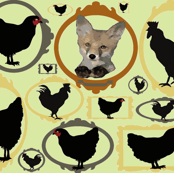 fox rooster chicken