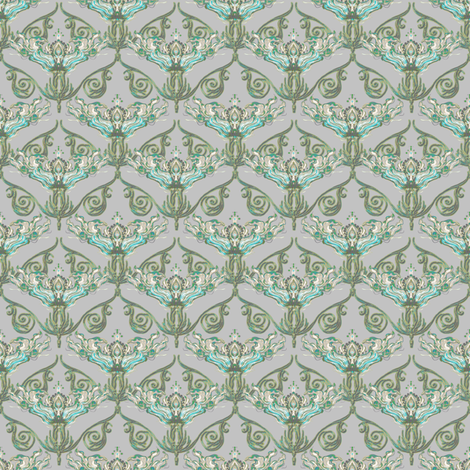 Nouveau teal and taupe fabric by joanmclemore on Spoonflower - custom fabric