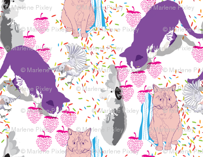 Neon Cats & Feathered Friends