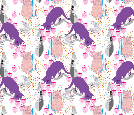 Neon Cats & Feathered Friends fabric by marlene_pixley on Spoonflower - custom fabric