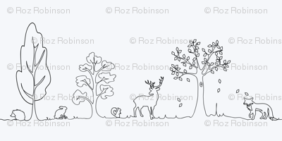 Woodland doodle in black & white