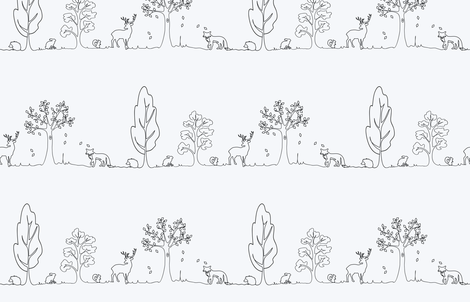 Woodland doodle in black & white