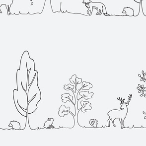 Woodland doodle in black & white