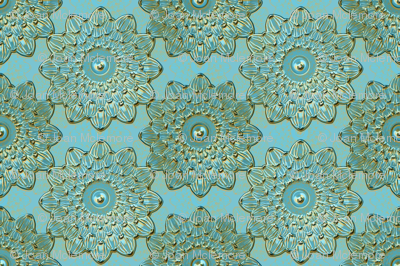 Floral Antique teal patina