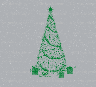 xmas tree fat Q silver tinsel