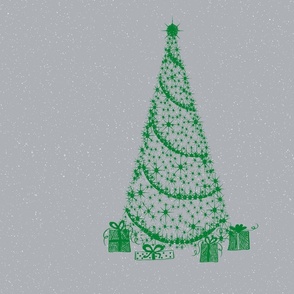 xmas tree fat Q silver tinsel