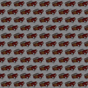 Red woodie on gray