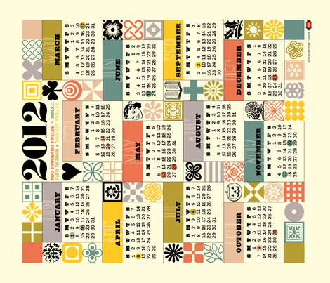 2012 Tea Towel Calendar (Original Colorway) fabric by pennycandy on Spoonflower - custom fabric