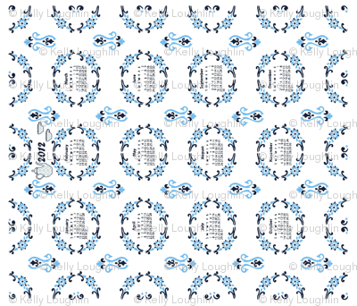 2012 Delightful Delft Floral Tea for Two Tea Towel Calendar