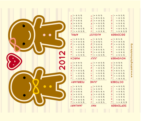 Cookie Cute 2012 Calendar (Sized for Quilting Cotton) fabric by marcelinesmith on Spoonflower - custom fabric