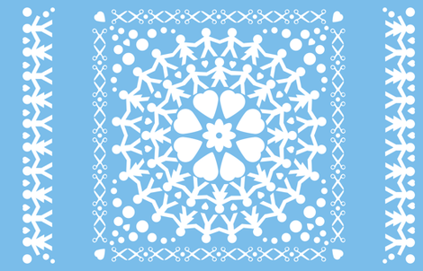 Blue Paper Chain Dolls Quilt fabric by pininkie on Spoonflower - custom fabric