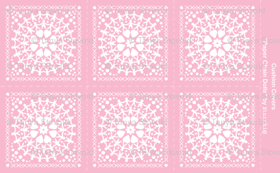 Pink Paper Chain Dolls Cushion Covers