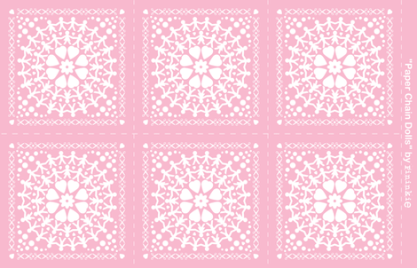 Pink Paper Chain Dolls Cushion Covers fabric by pininkie on Spoonflower - custom fabric