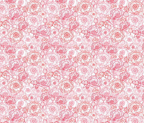 Poppies Line Art fabric by oksancia on Spoonflower - custom fabric