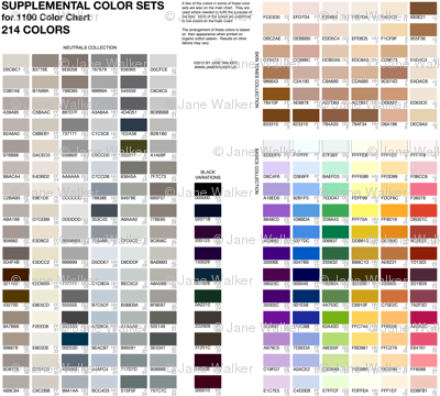 SUPPLEMENT to Practical 1100 Color Chart ©2011 by Jane Walker