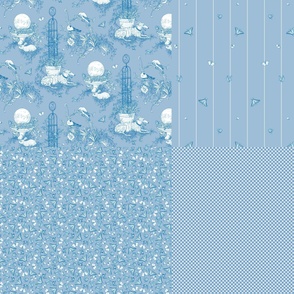 My Garden Toile FQ sampler blue  ©2011 by Jane Walker