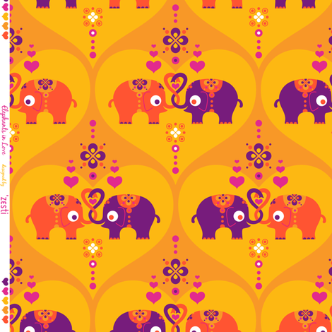 Elephants in Love Saffron fabric by zesti on Spoonflower - custom fabric