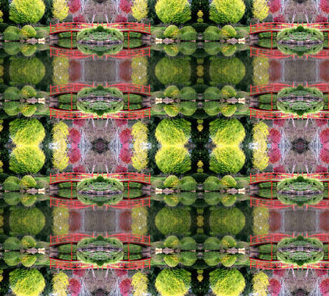 Japanese gardens Toowoomba red bridge. fabric by itsjustgreat on Spoonflower - custom fabric