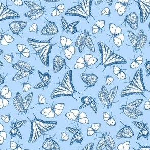 My Garden Toile Butterflies Ditsy Blue ©2011 by Jane Walker