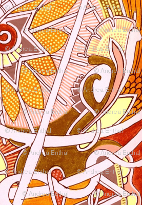 Happy Orange Art Deco Flowers