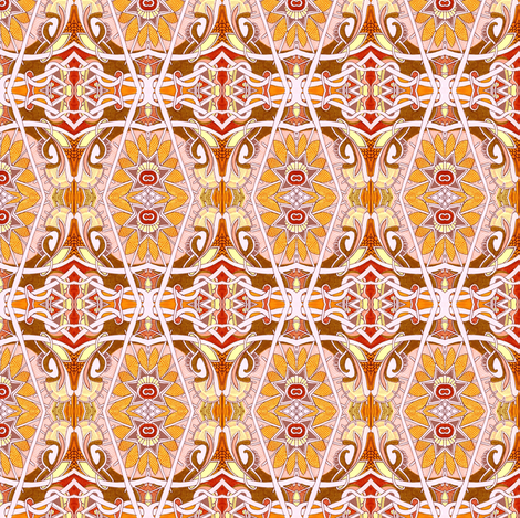 Happy Orange Art Deco Flowers fabric by edsel2084 on Spoonflower - custom fabric