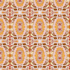 Happy Orange Art Deco Flowers