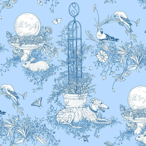 My Garden Toile Main Large Blue ©2011 by Jane Walker