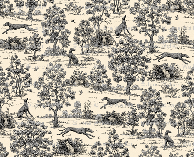 Black Light Antique Greyhound Toile ©2012 by Jane Walker