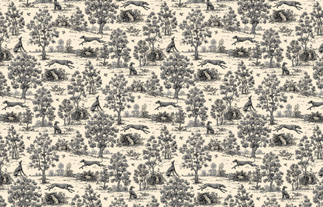 Black Light Antique Greyhound Toile ©2012 by Jane Walker fabric by artbyjanewalker on Spoonflower - custom fabric