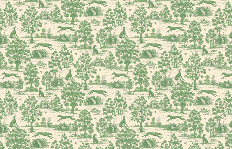 Green Light Antique Greyhound Toile ©2012 by Jane Walker fabric by artbyjanewalker on Spoonflower - custom fabric