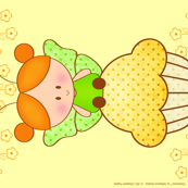 Tinytwinies - Tea towel - Charmy on a cupcake