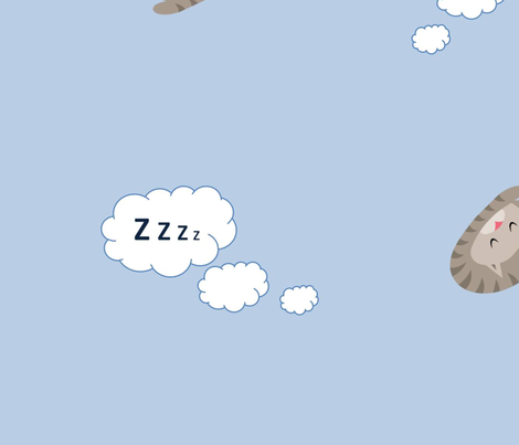 BLUE CATS SLEEPING fabric by trifles&trinkets on Spoonflower - custom fabric