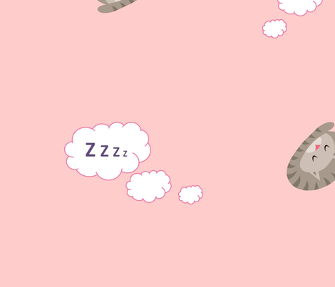 PINK CATS SLEEPING fabric by trifles&trinkets on Spoonflower - custom fabric
