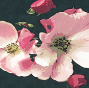 Wild roses tea towel - summer