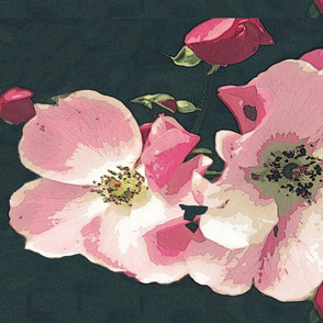 Wild roses tea towel - summer