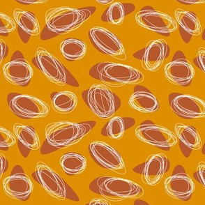 Yellow and orange stones and coils