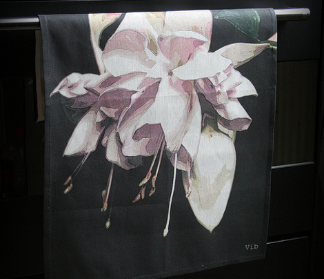 Fuchsia tea towel - summer 
