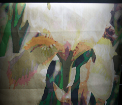 White iris tea towel - summer
