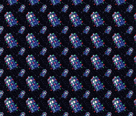 Christmas TARDIS fabric by alex_plalex on Spoonflower - custom fabric