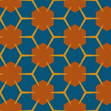 Yukibishi (Deep Teal Blue and Tan) fabric by nekineko on Spoonflower - custom fabric