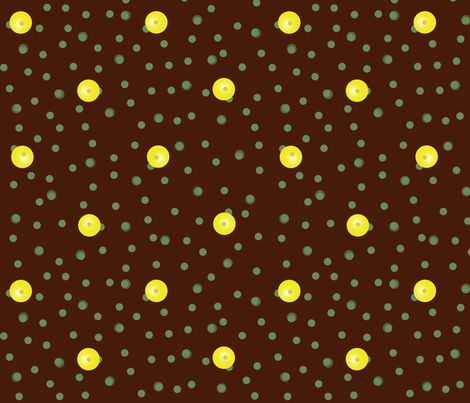 Buttercups on a bush coordinate dot (dark twig) fabric by victorialasher on Spoonflower - custom fabric